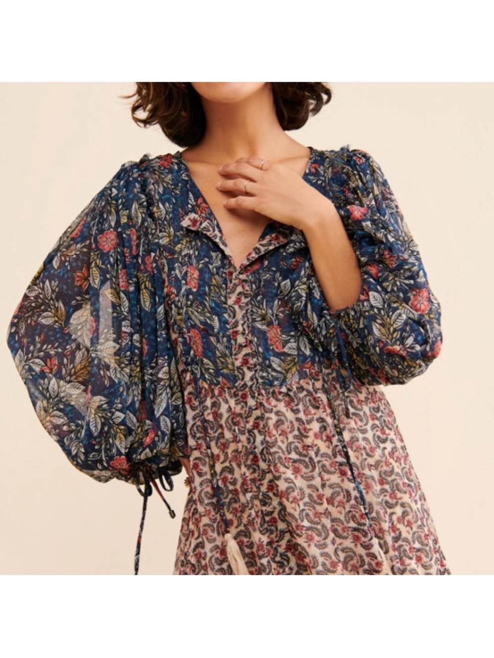 Free People Estelle Chiffon Maxi Dress XS Boho Floral Cottagecore - Picture 3 of 9